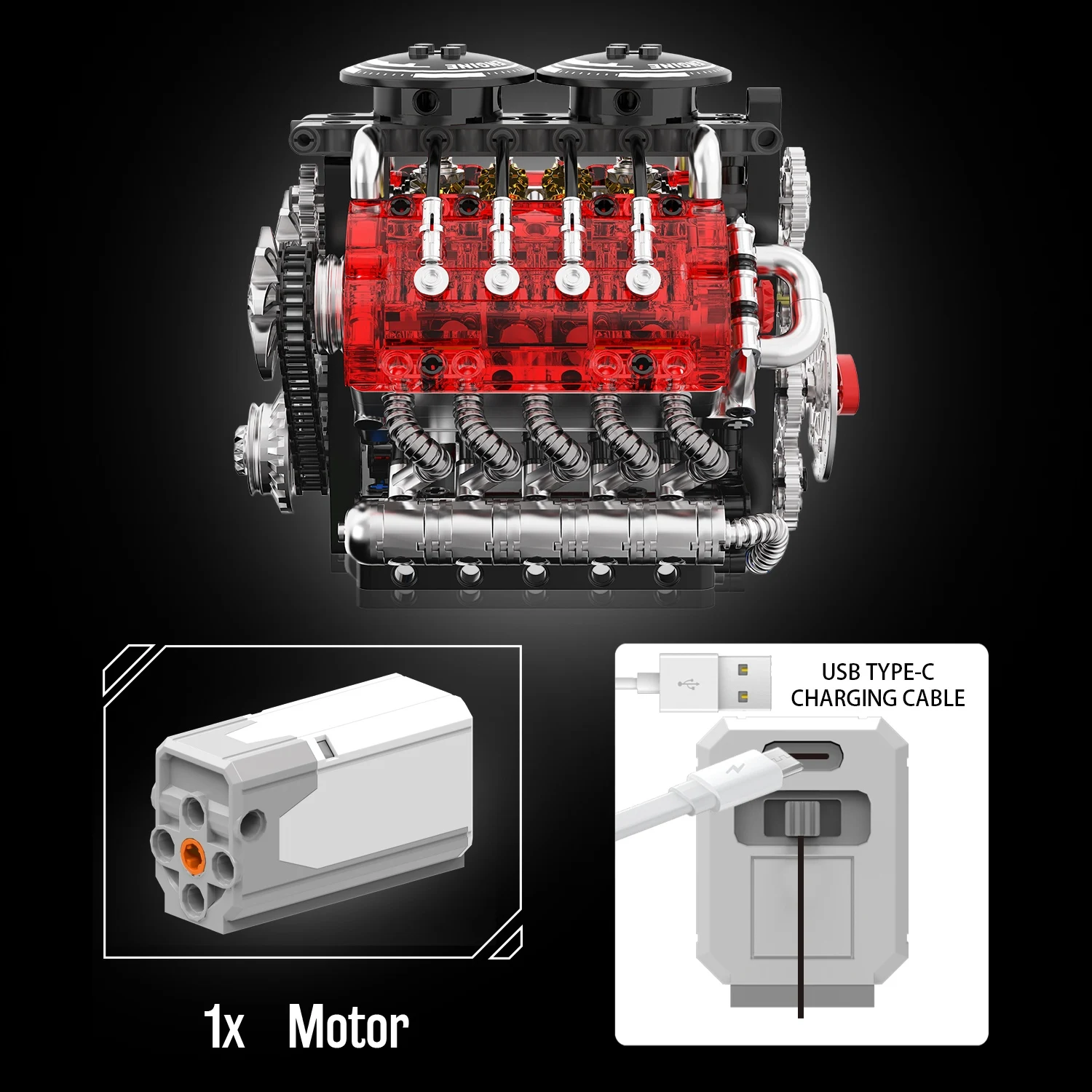 548PCS New Blocks Toy V8 Twin- - Model Kit Engine V8 avaliação e preço