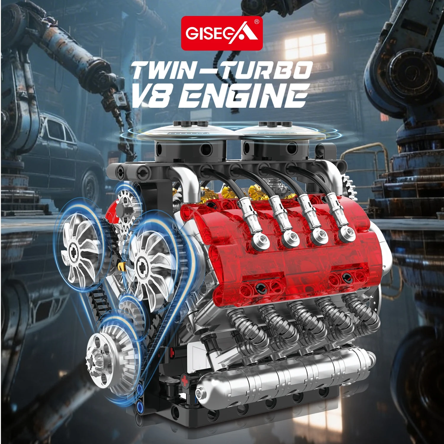548PCS New Blocks Toy V8 Twin- - Model Kit Engine V8 avaliação e preço