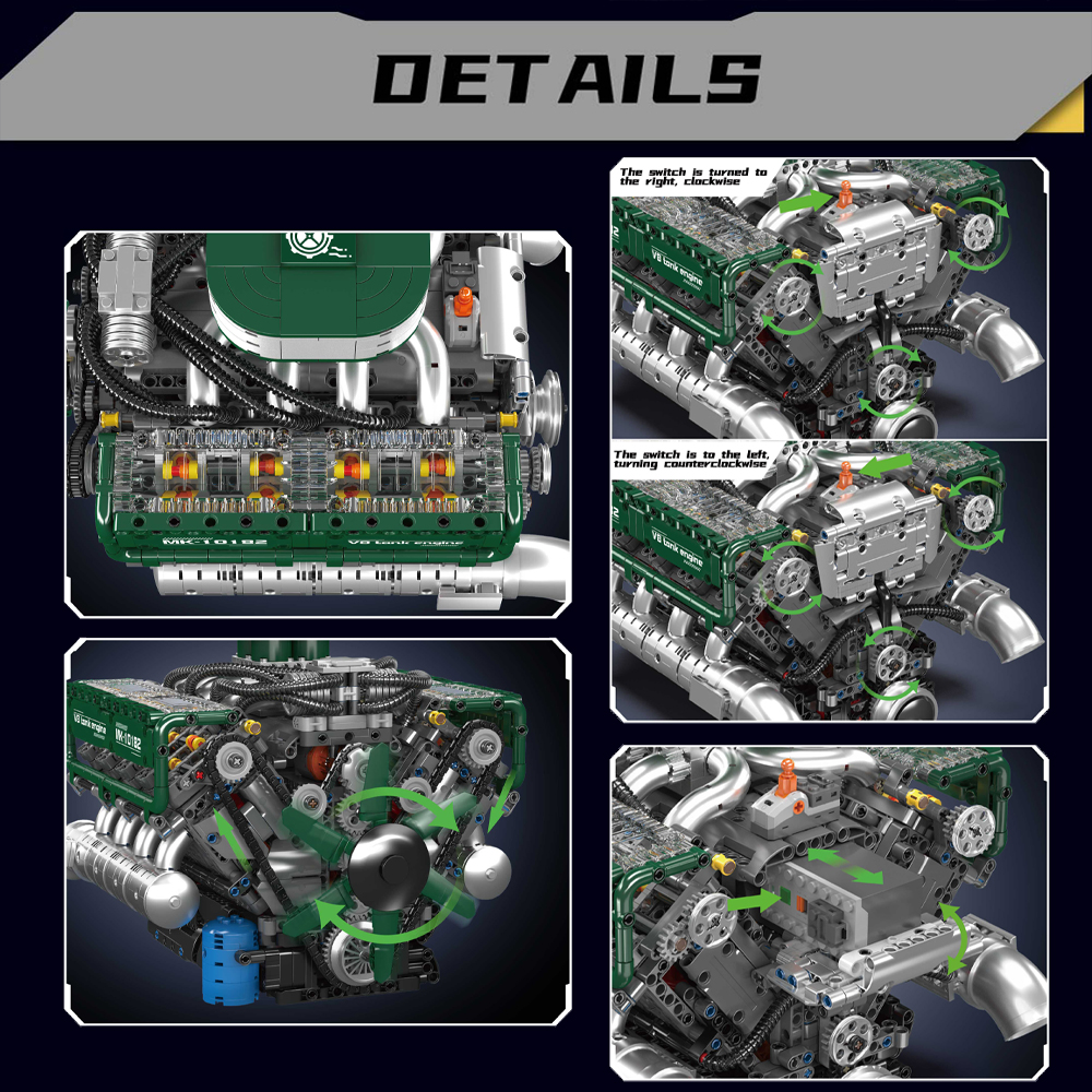 Mould King 10182 V8 Tank Engin - Model Kit Engine V8 avaliação e preço