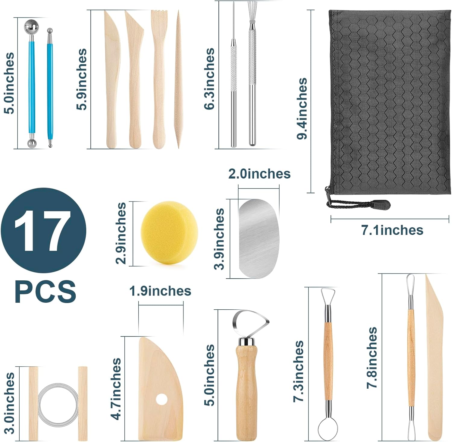 Pottery Tool Kit, 17pcs Polyme - Model Kit Tool avaliação e preço