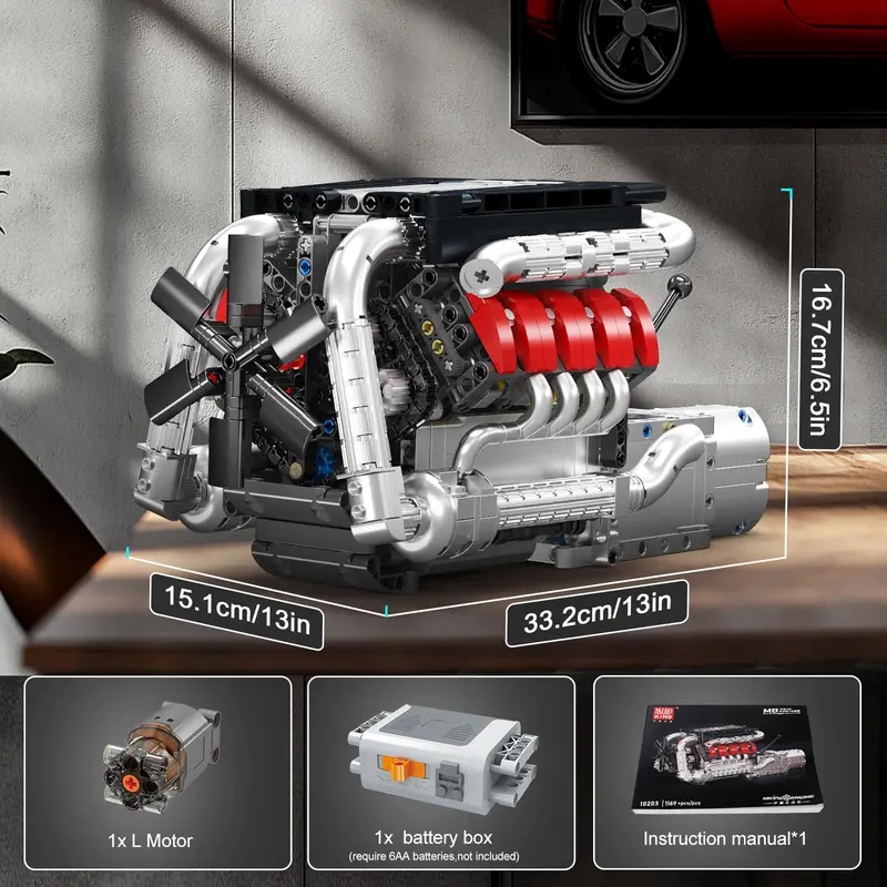 Mould King 10203 1169Pcs Super - Model Kit Engine V8 avaliação e preço
