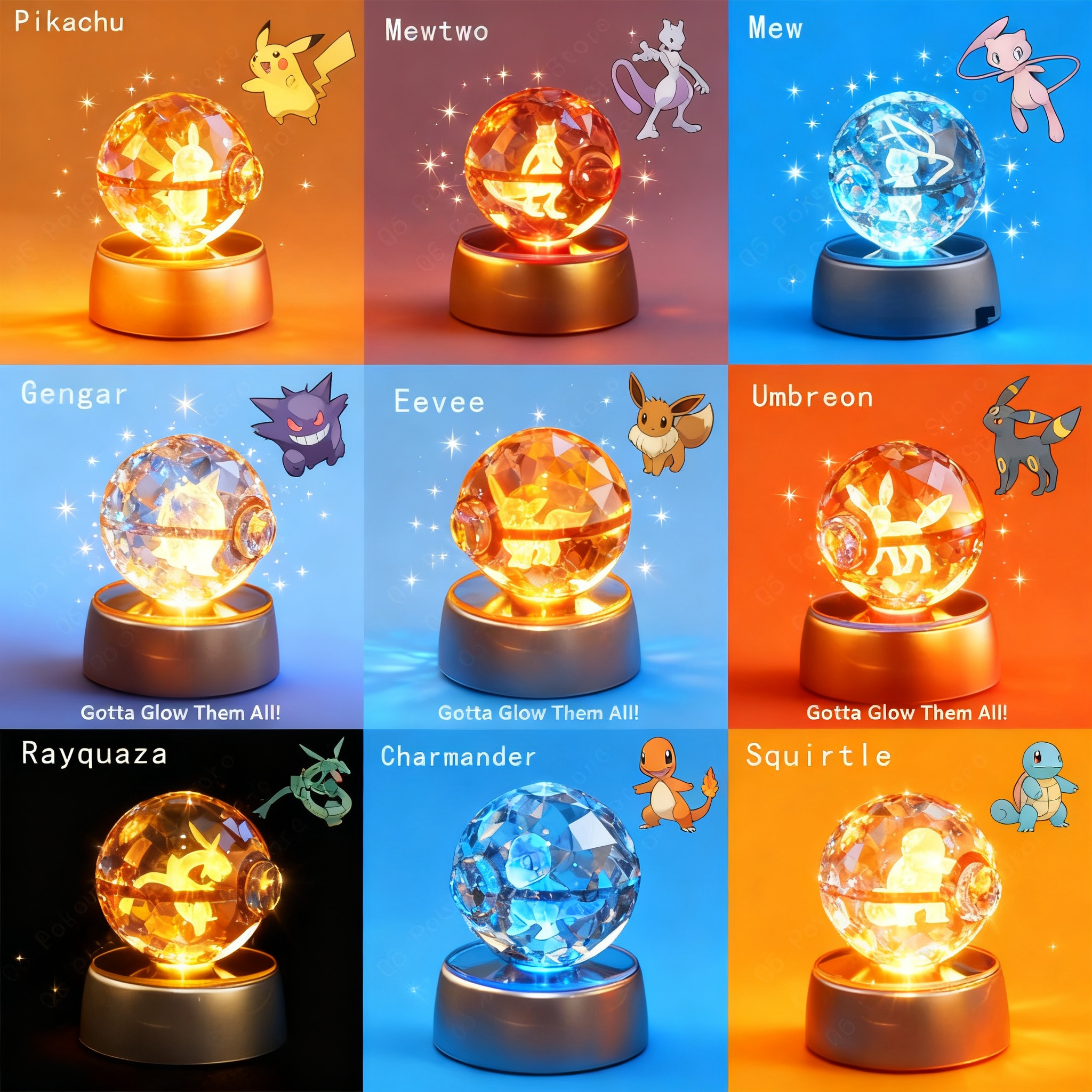 Pokemon Crystal Ball 3D Night  - Model Figure Base avaliação e preço