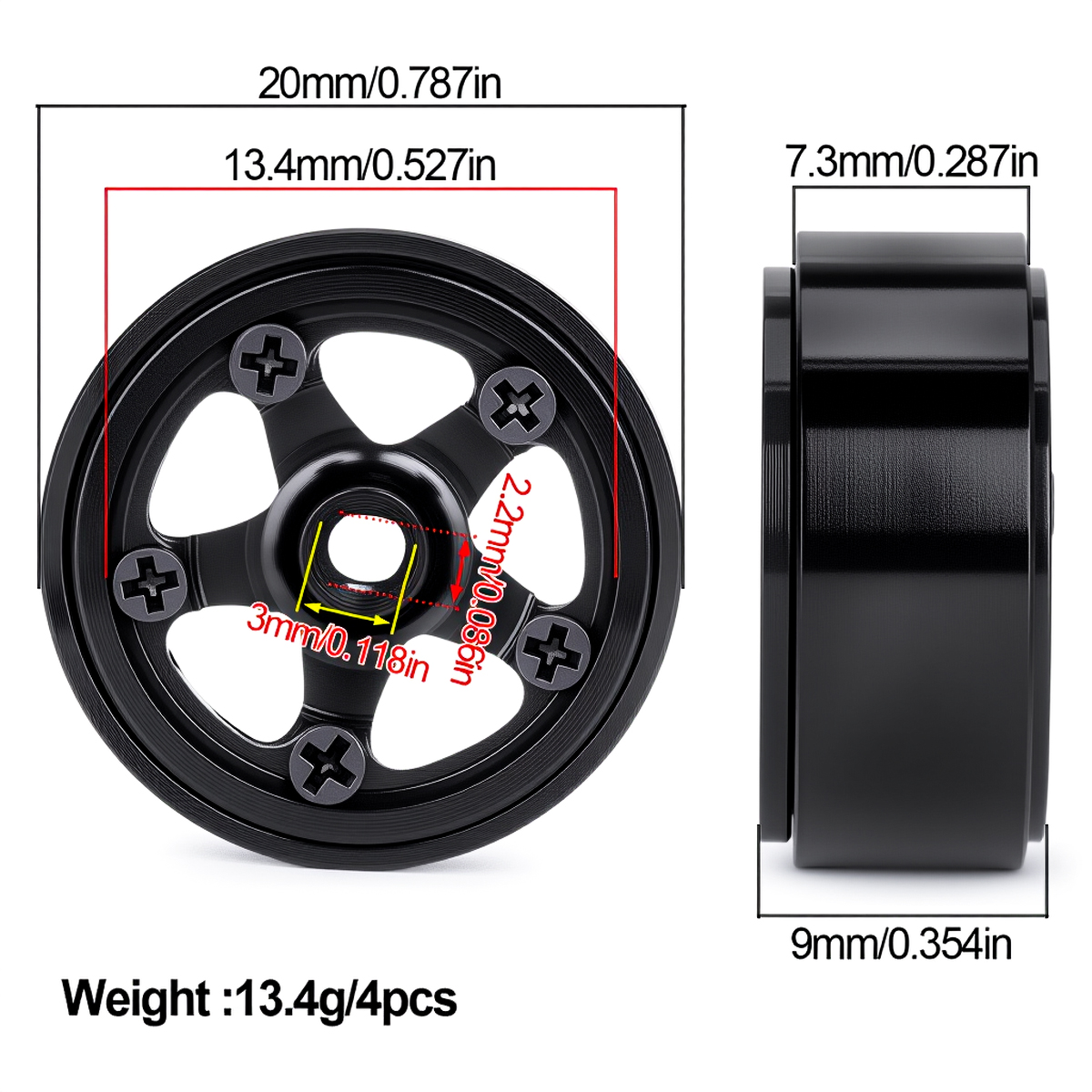 0.7'' Aluminum 5-Spokes Beadlo - Model Kit Jeep avaliação e preço