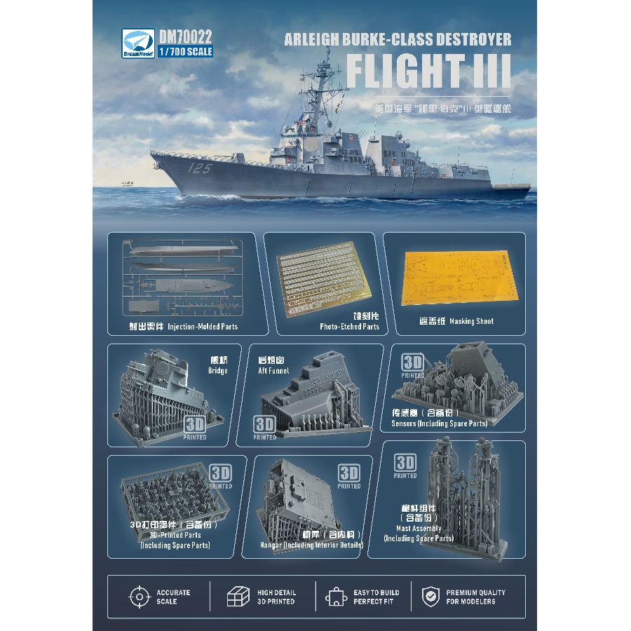 DM70022 DREAM 1/700 USA Navy A - Model Kit Destroyer avaliação e preço