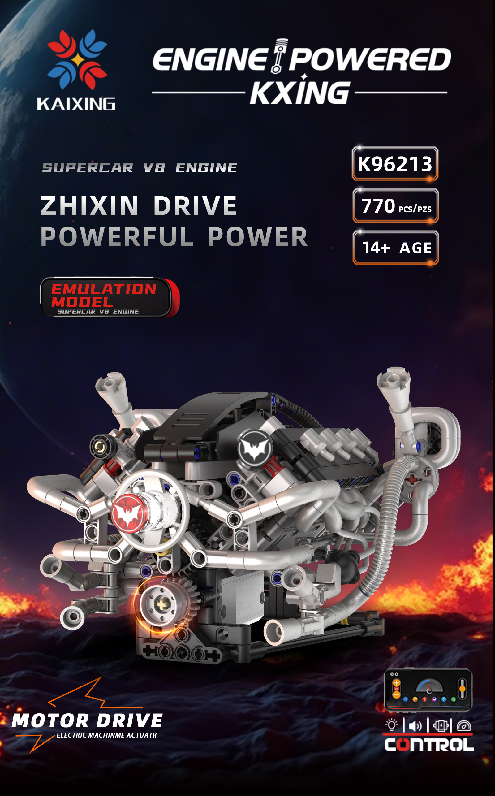 K96213 770pcs V8 Engine Model  - Model Kit Engine V8 avaliação e preço