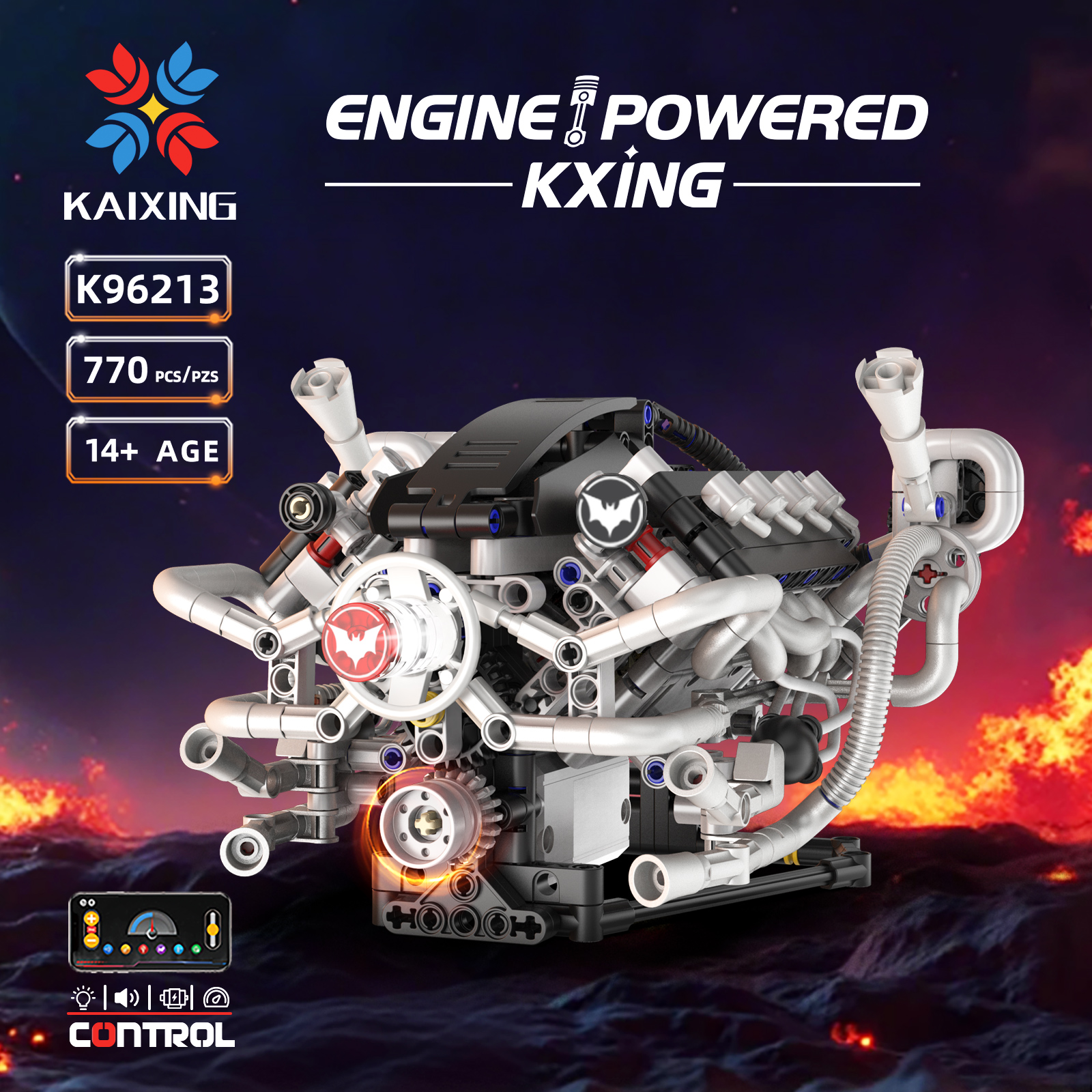 K96213 770pcs V8 Engine Model  - Model Kit Engine V8 avaliação e preço