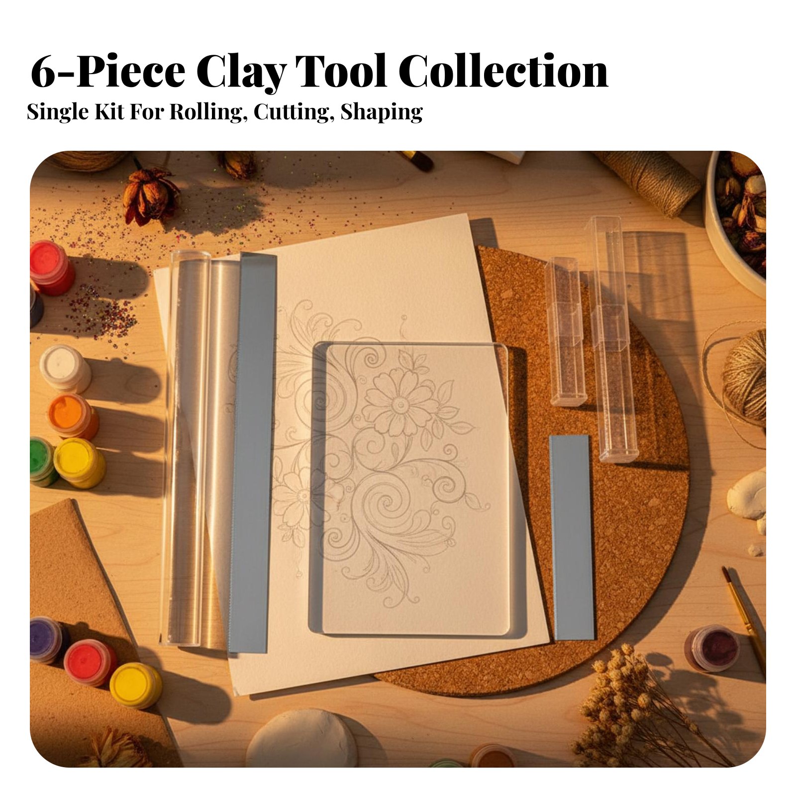 6 Pieces Acrylic Clay Cylinder - Model Kit Tool avaliação e preço